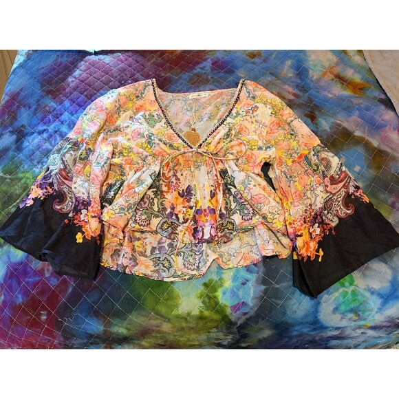 NATURAL LIFE Tops - Natural Life Women Sequin XL Cotton Crop Top Blouse  NWT